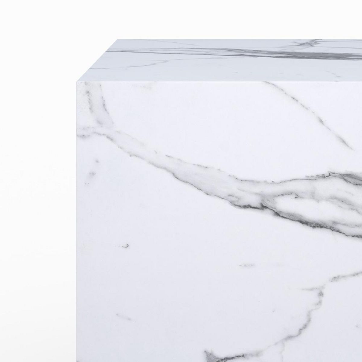 Rendez vous déco Table d'appoint effet marbre blanche - Lison