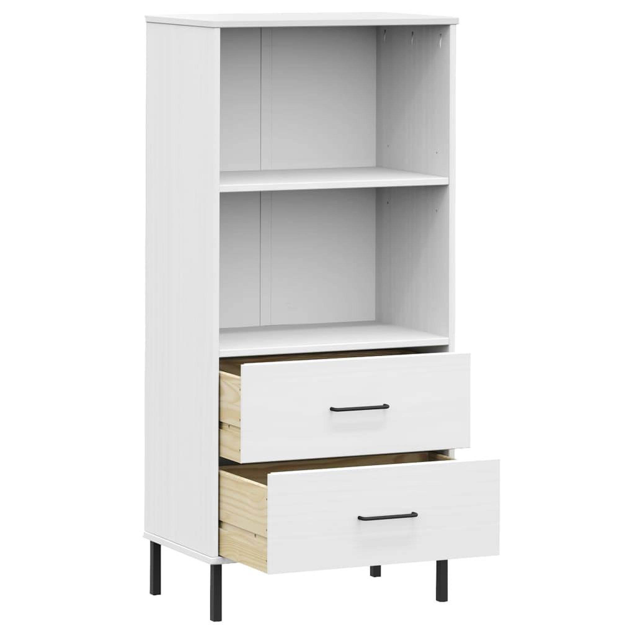 Voir la diapositive 5 : VIDAXL Bibliotheque a 2 tiroirs Blanc 60x35x128,5 cm Bois massif OSLO