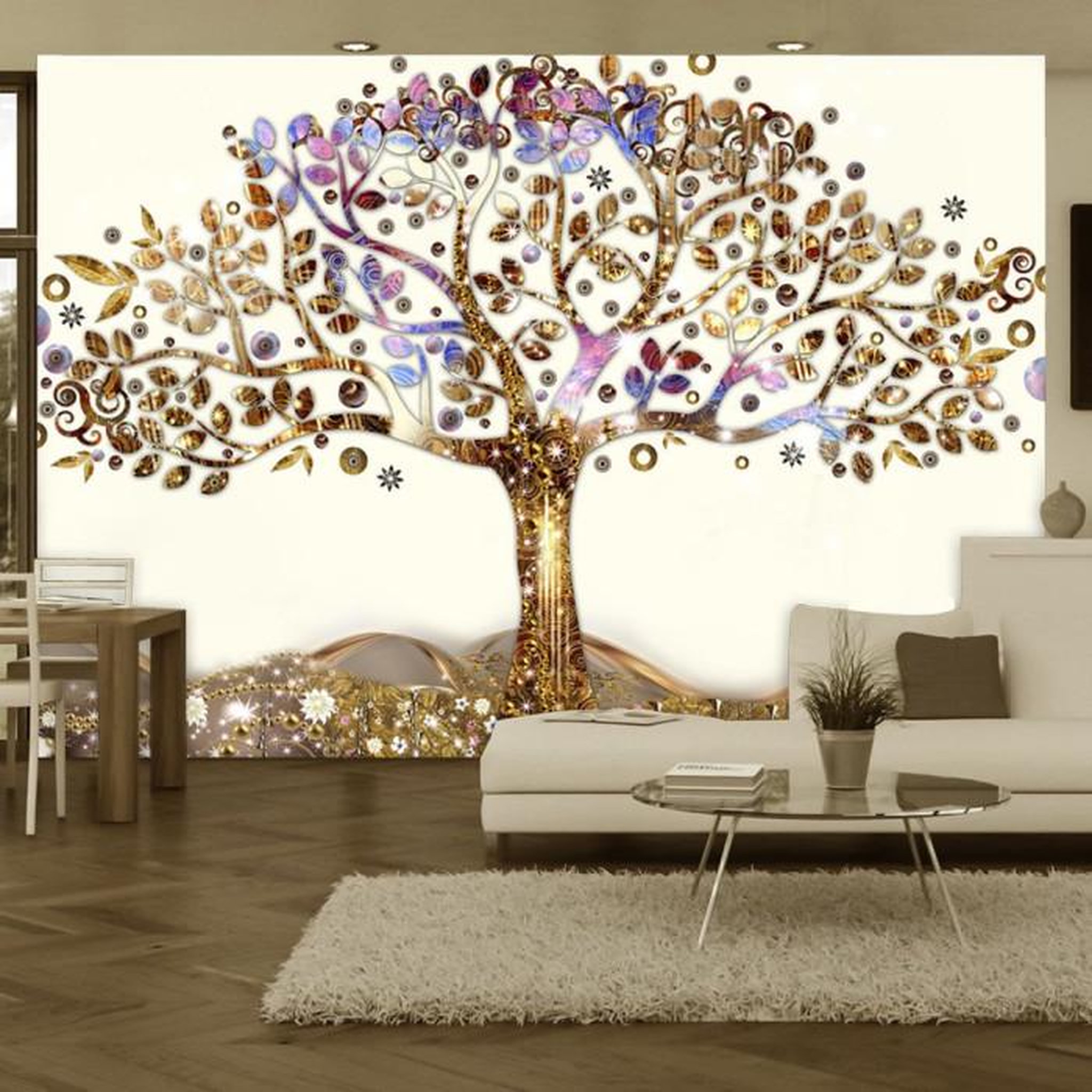 Paris Prix Papier Peint  Arbre Doré. Coloris disponibles : Multicolore