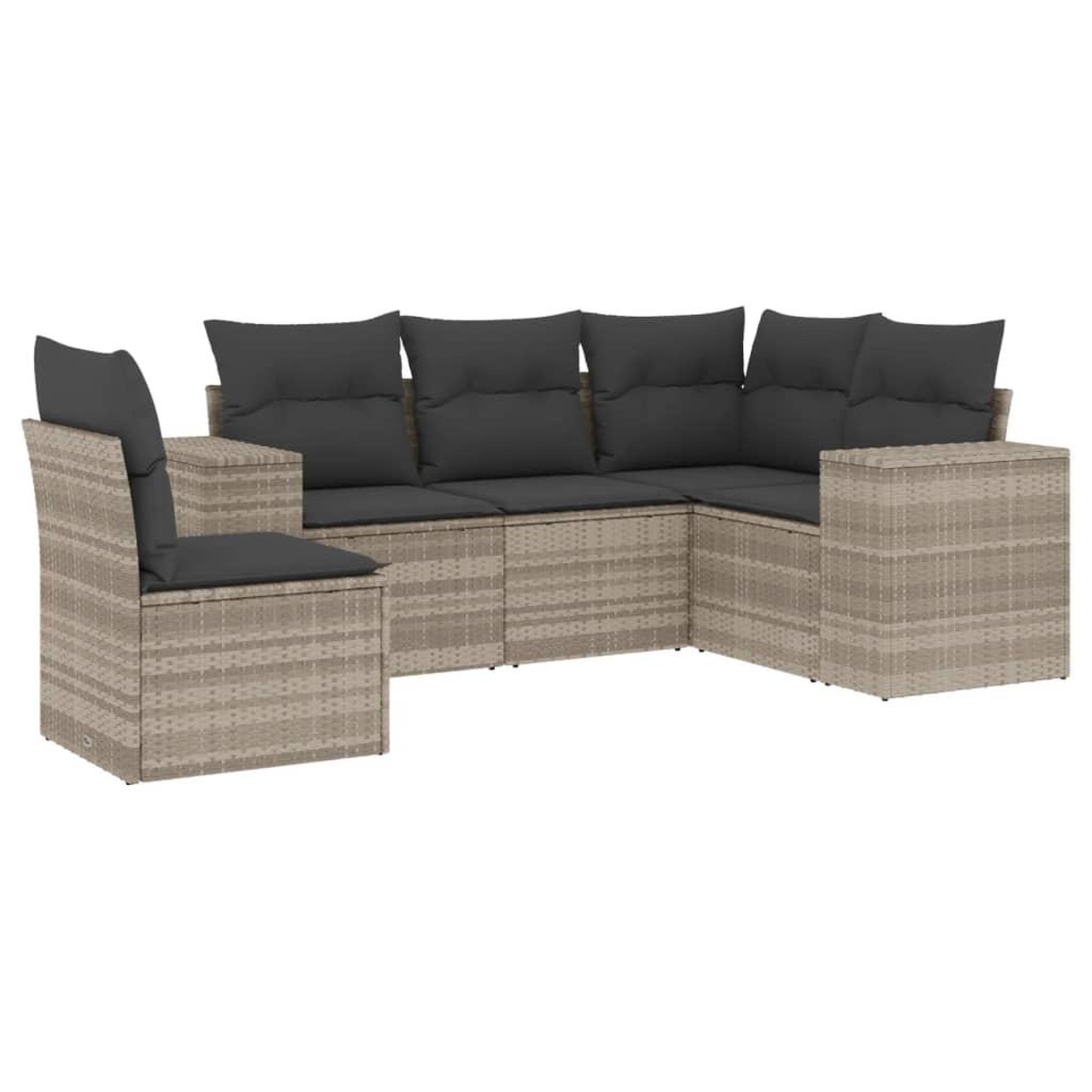 Voir la diapositive 2 : VIDAXL Salon de jardin 5 pcs avec coussins gris clair resine tressee