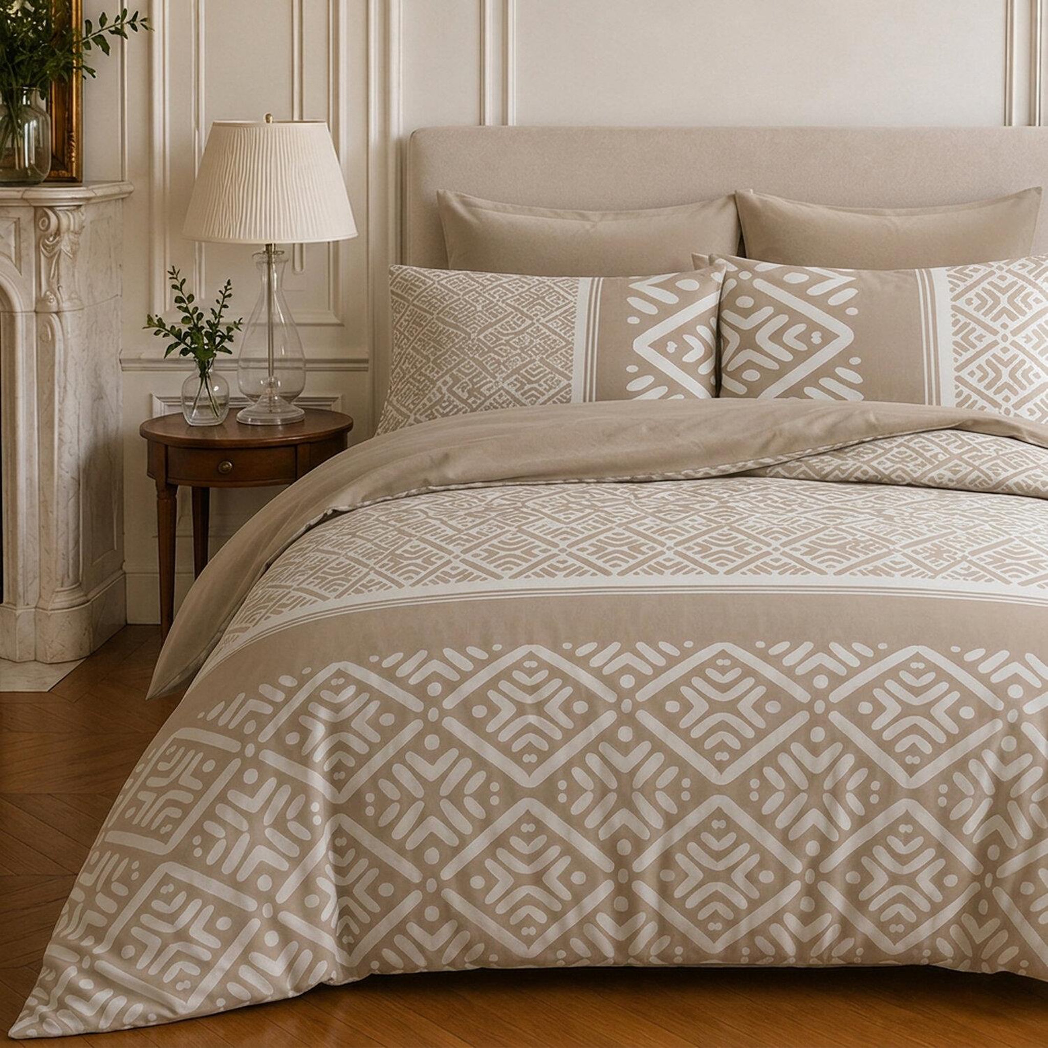 Voir la diapositive 3 : Home collection Parure housse de couette imprimée 100% coton 57 fils - boho - 220x240 cm