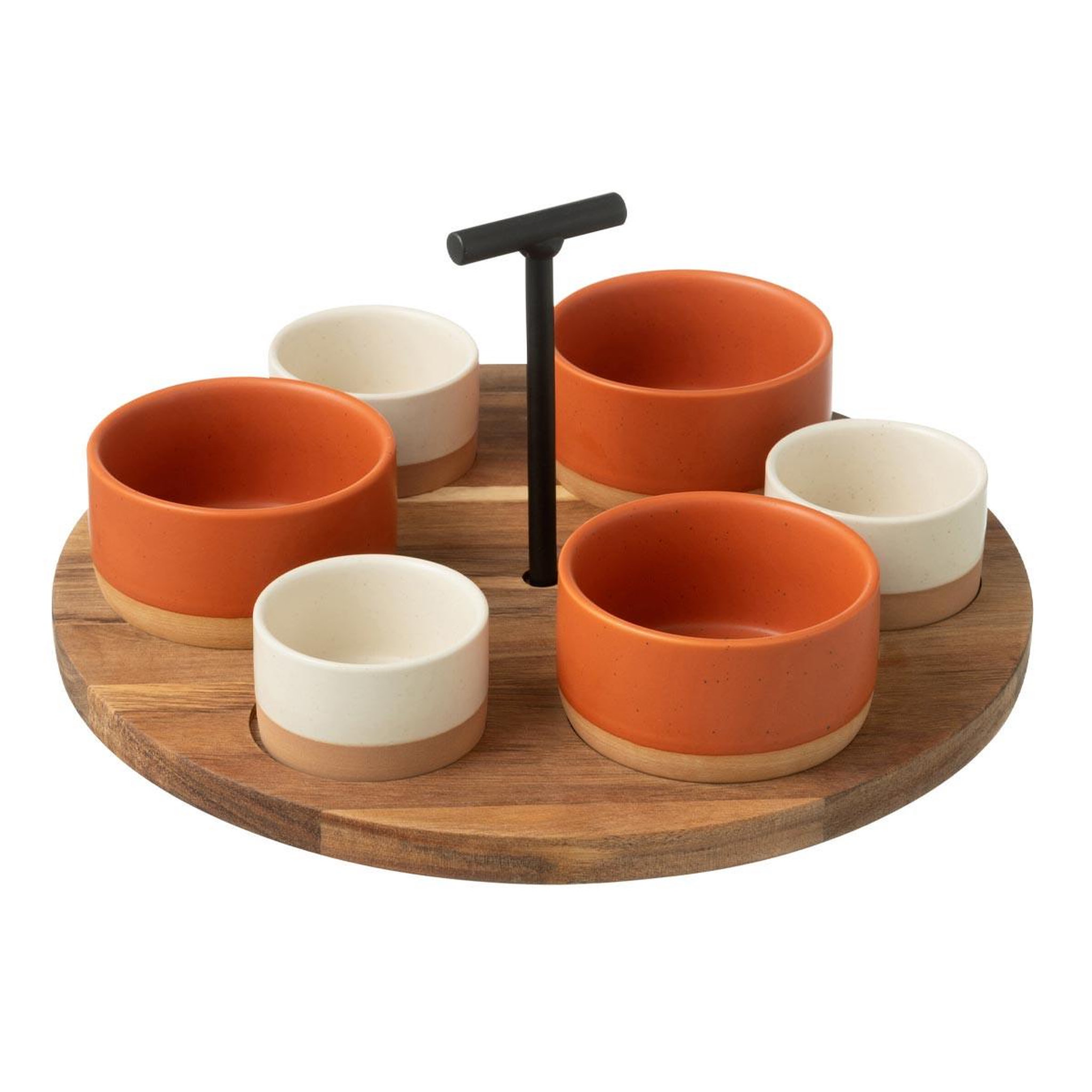 J-LINE Service Apéritif 7 Pièces  Avery  29cm Orange & Blanc