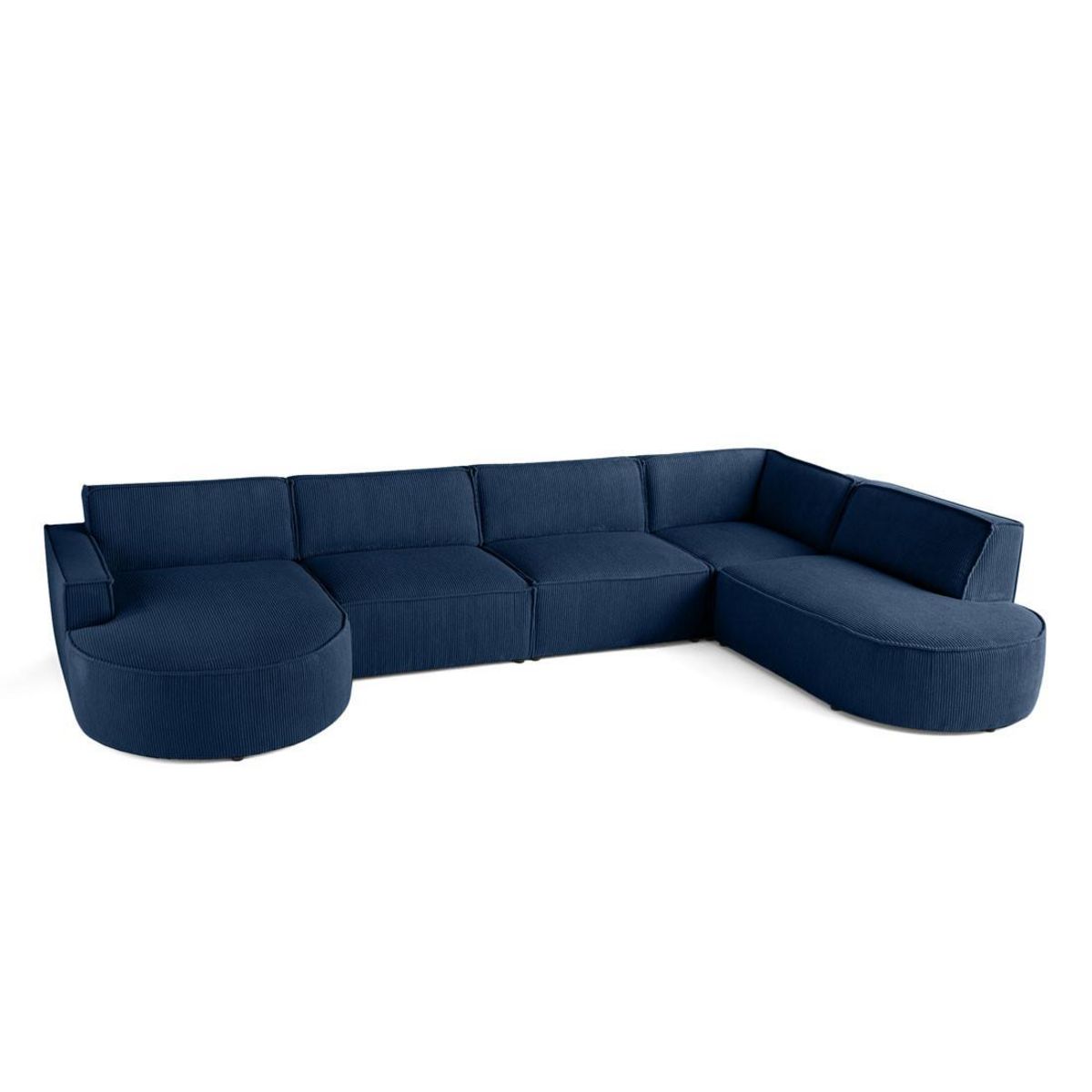 LISA DESIGN Spiaggia - canapé panoramique d'angle droit - 7 places - en velours côtelé