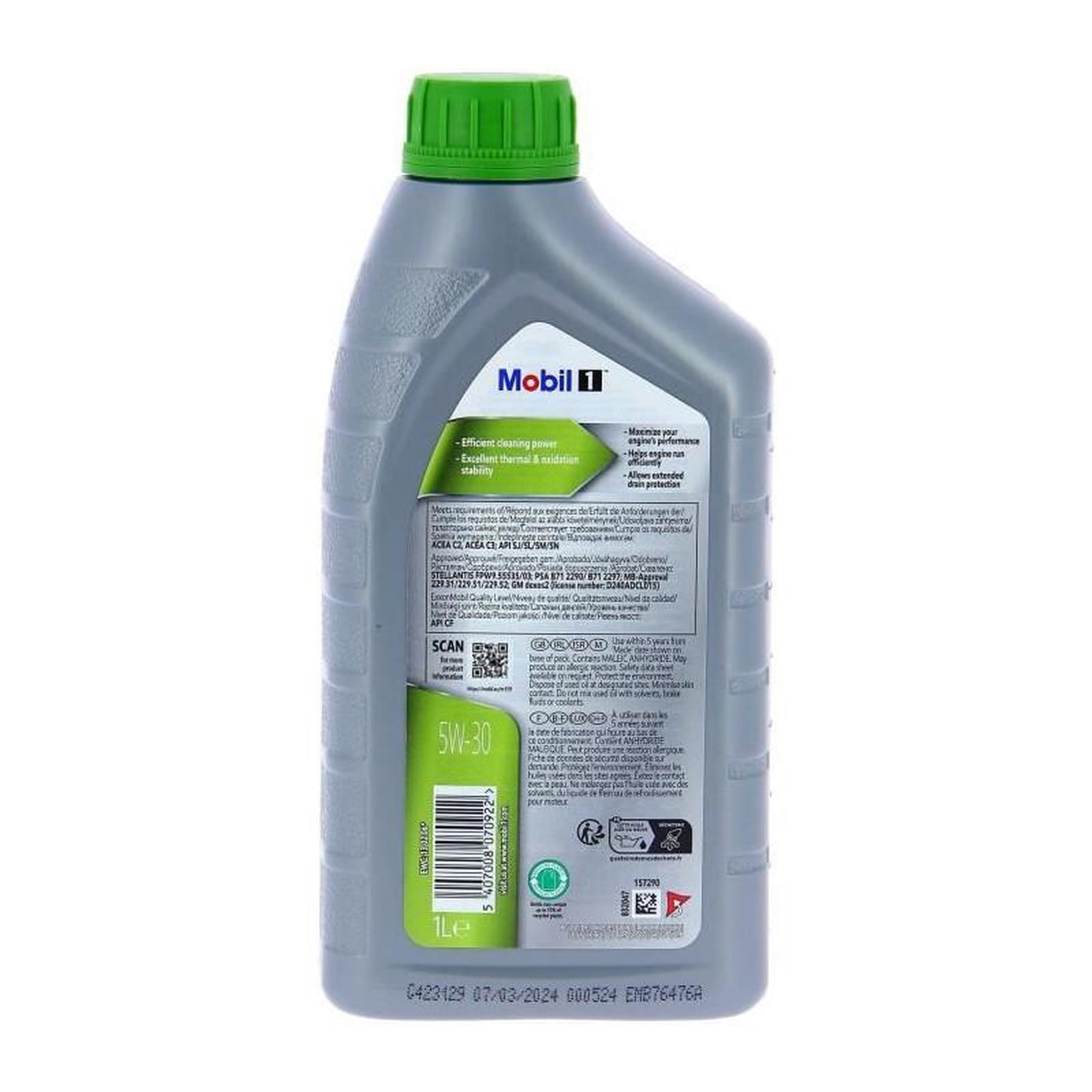 Voir la diapositive 3 : MOBIL Bidon huile de moteur - MOBIL1 - 5W30 ESP Formula P - 1 L - 4 saisons