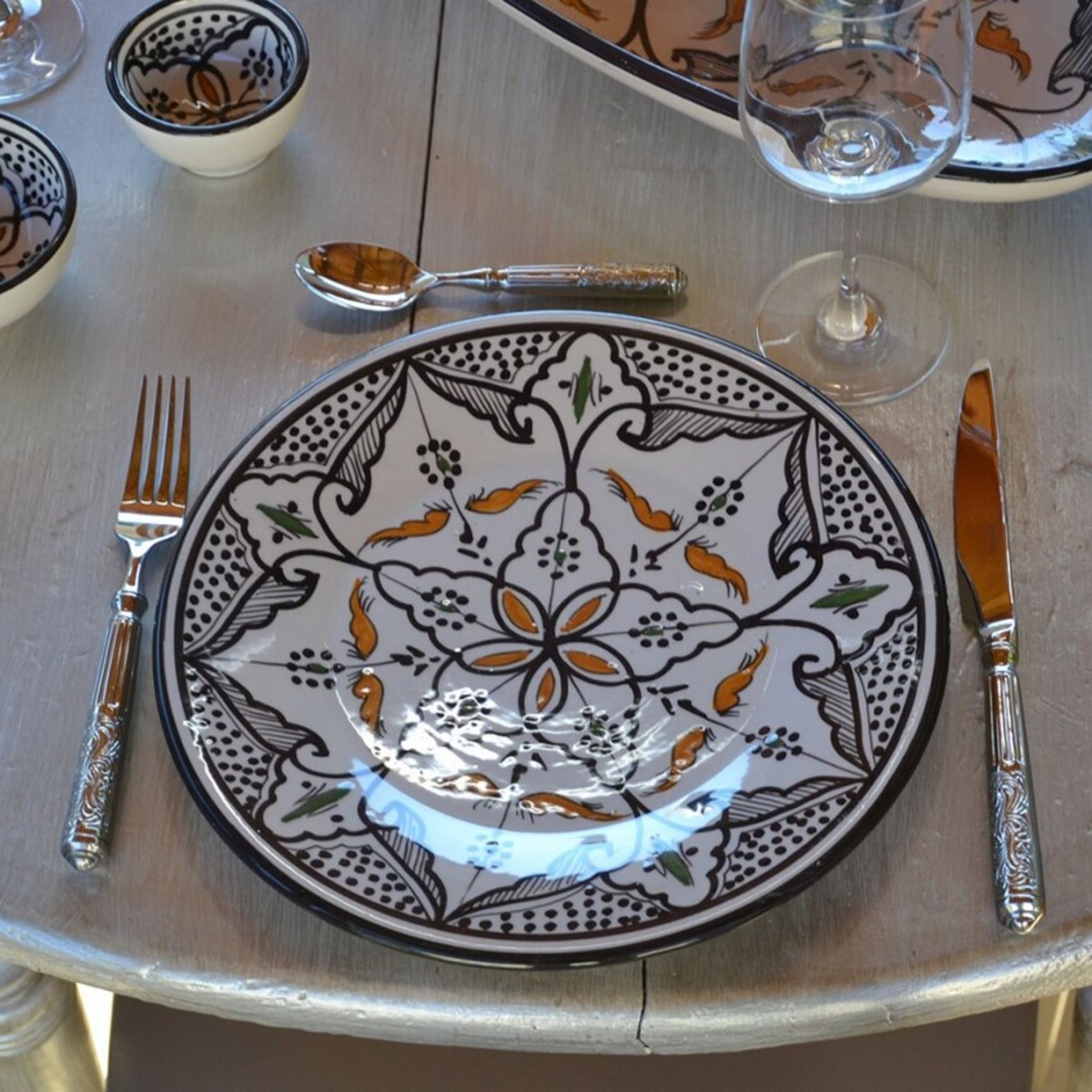 YODECO Assiette plate Marocain noir - D 24 cm