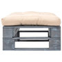 Voir la diapositive 2 : VIDAXL Repose-pied palette de jardin avec coussin en sable gris bois