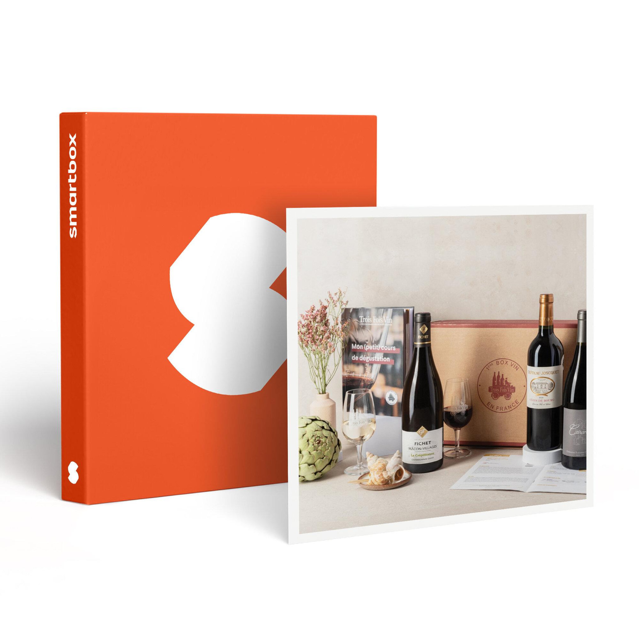 Smartbox Coffret de 3 bouteilles de vin et livre d'œnologie - coffret cadeau gastronomie