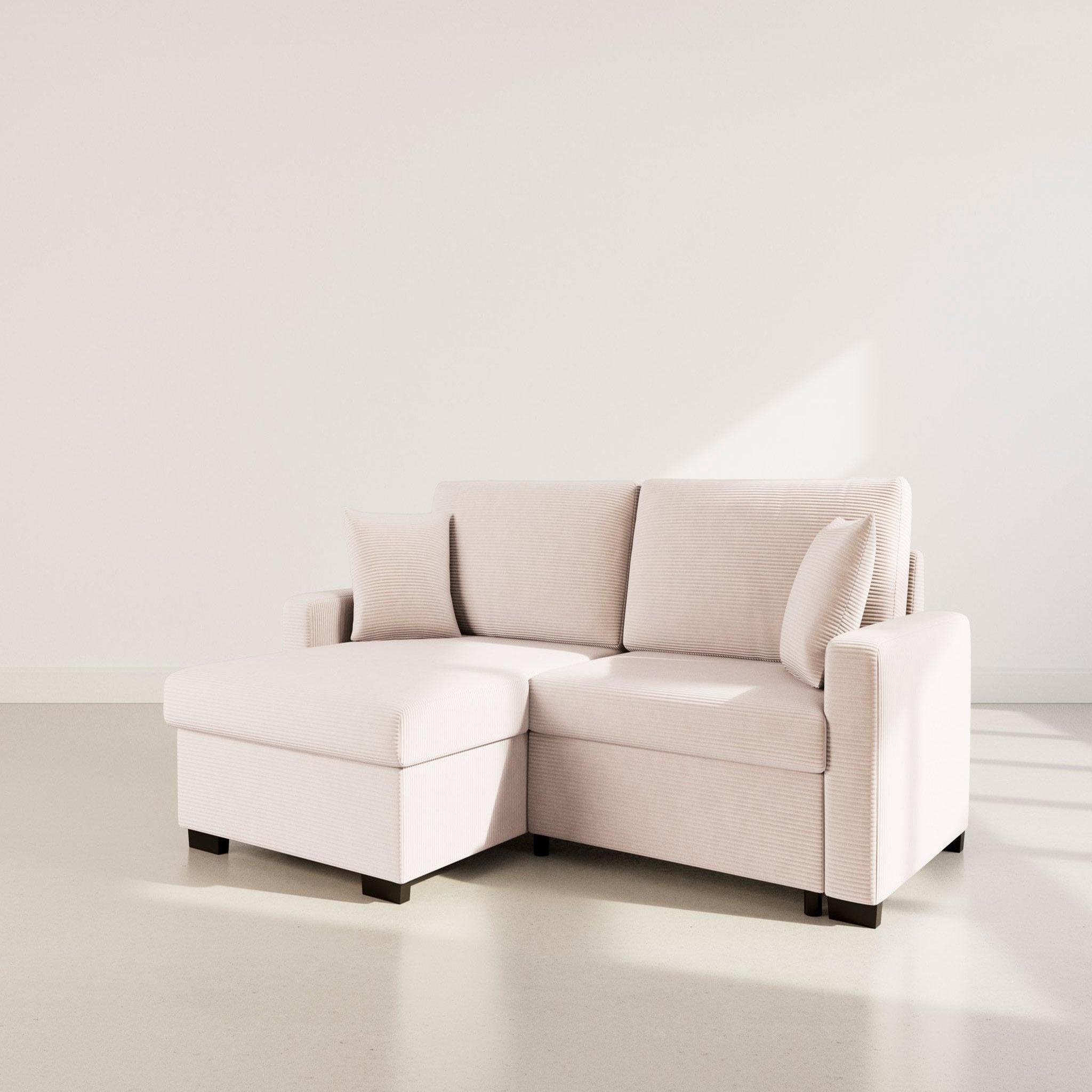 Voir la diapositive 4 : BEST MOBILIER Gisele - canapé d'angle réversible 4 places convertible avec large méridienne et coffre en velours côtelé