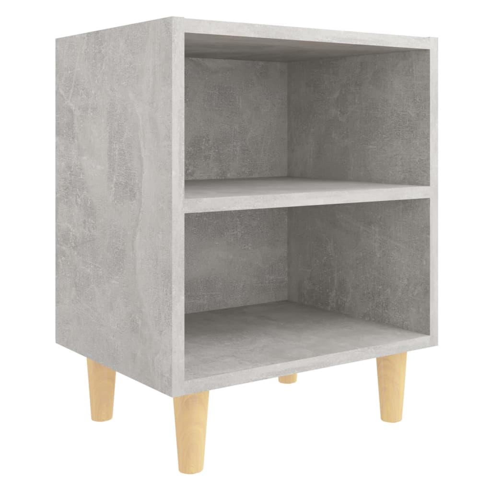 Voir la diapositive 2 : VIDAXL Table de chevet avec pieds en bois Gris beton 40x30x50 cm
