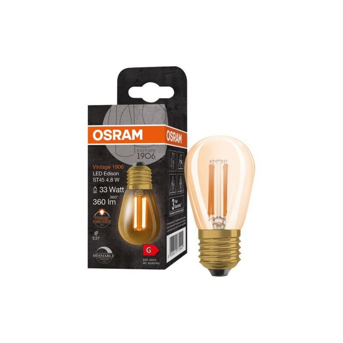 Osram 1906 MI.EDIS.CLAIR FIL OR 4.8W E27 CHD OSRAM - 4058075779945