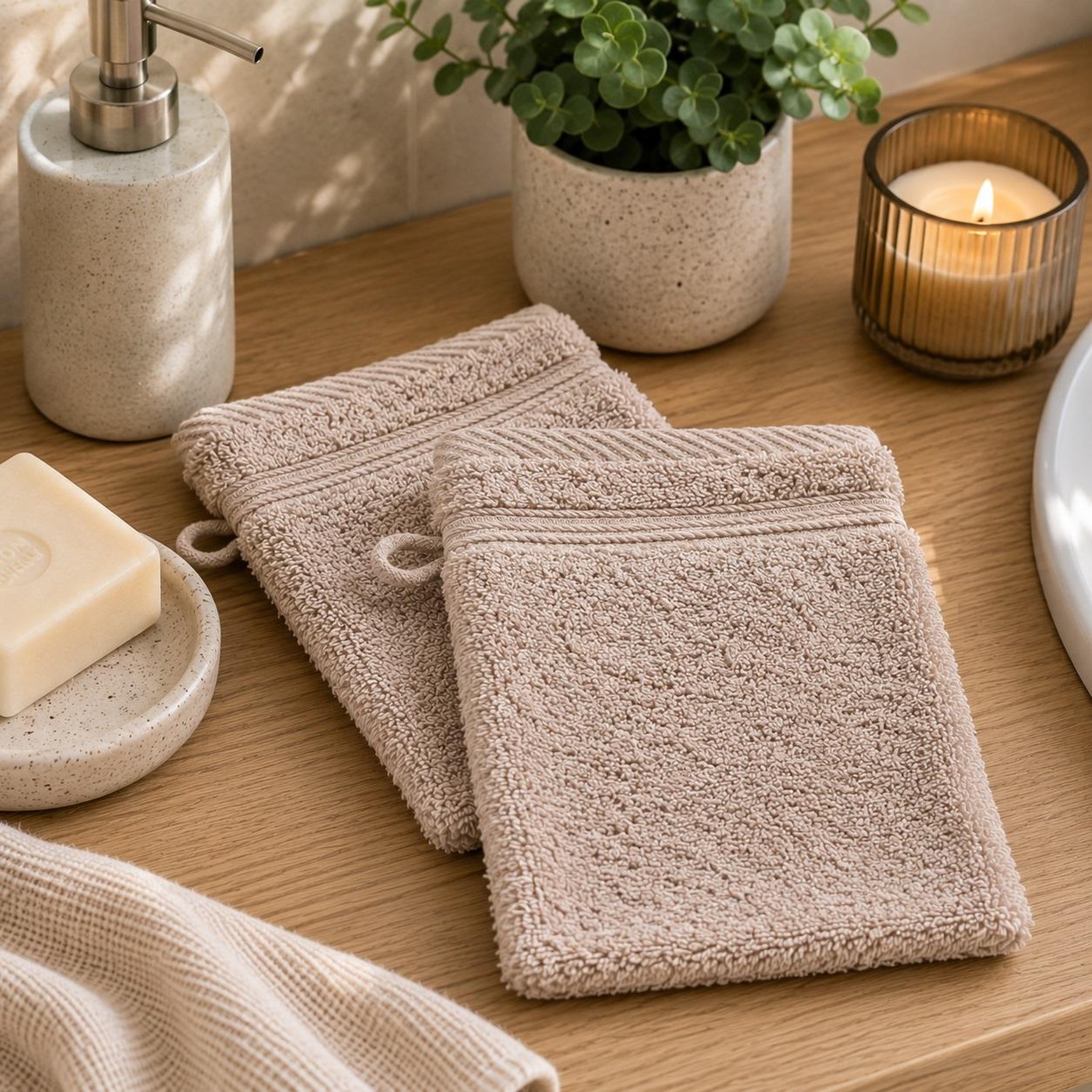 Voir la diapositive 2 : Eden Lot de 2 gants de toilette tendresse uni en coton