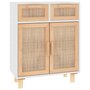 Voir la diapositive 2 : VIDAXL Buffet Blanc 60x30x75 cm Bois de pin massif et rotin naturel