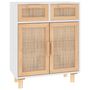 Voir la diapositive 2 : VIDAXL Buffet Blanc 60x30x75 cm Bois de pin massif et rotin naturel