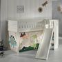 Voir la diapositive 3 : Paris Prix Lit Enfant Toboggan & Tente  Scott Dino  90x200cm Blanc
