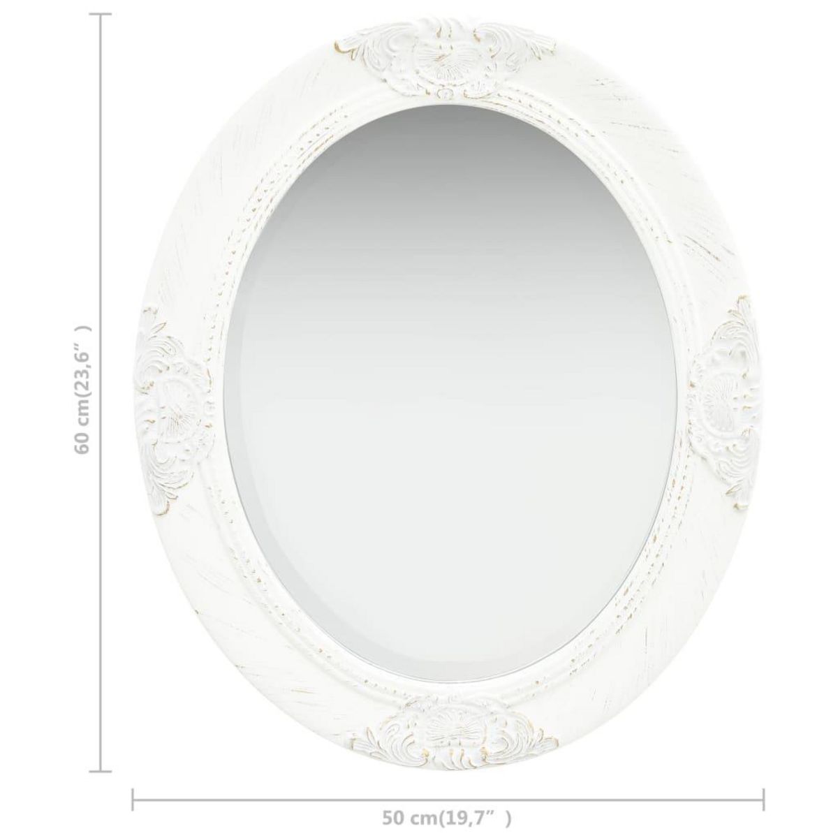 VIDAXL Miroir mural style baroque 50x60 cm Blanc