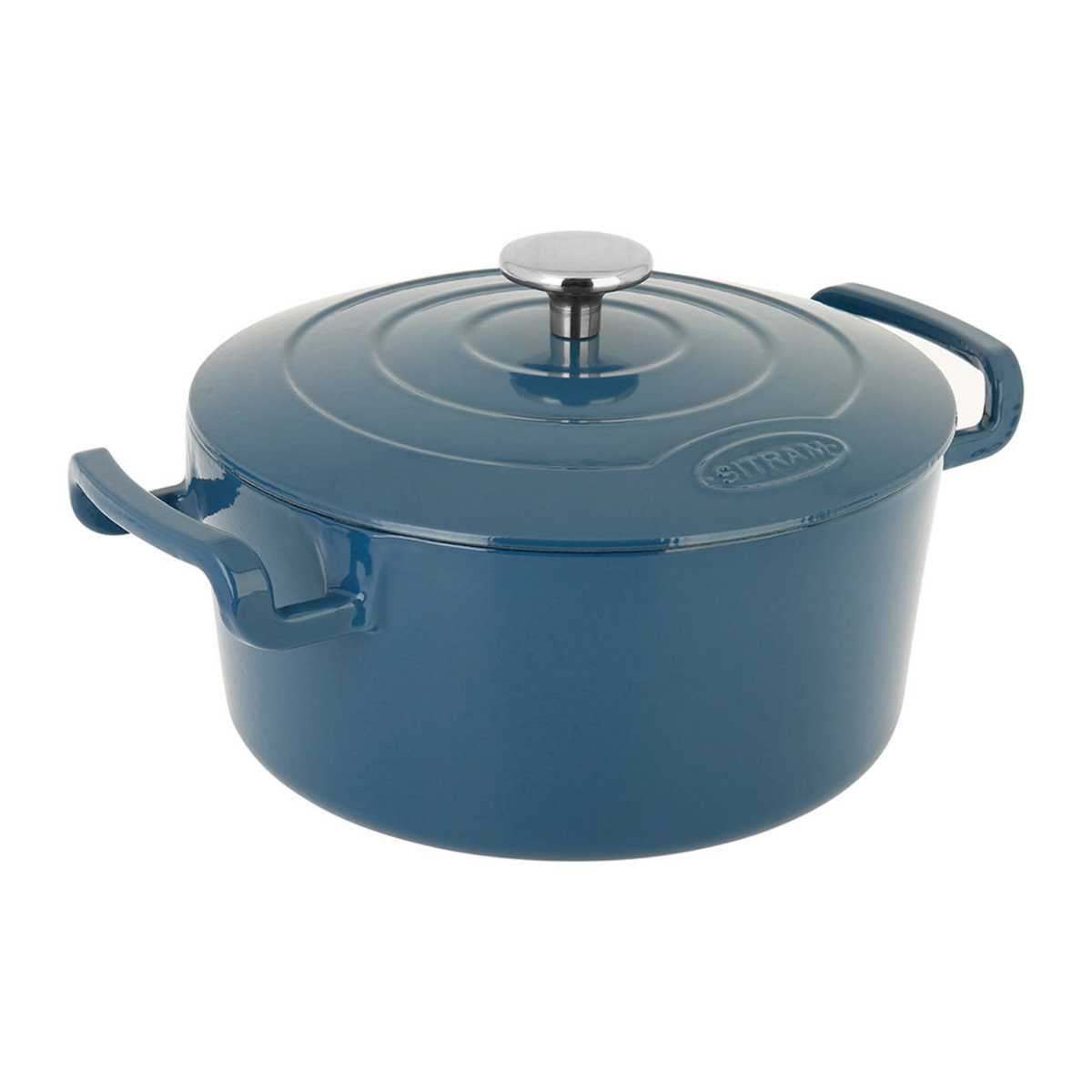 SITRAM Cocotte fonte acier ronde 5 litre bleu intérieur émaillée blanc 