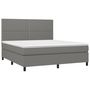 Voir la diapositive 3 : VIDAXL Sommier a lattes de lit avec matelas Gris fonce 180x200cm Tissu