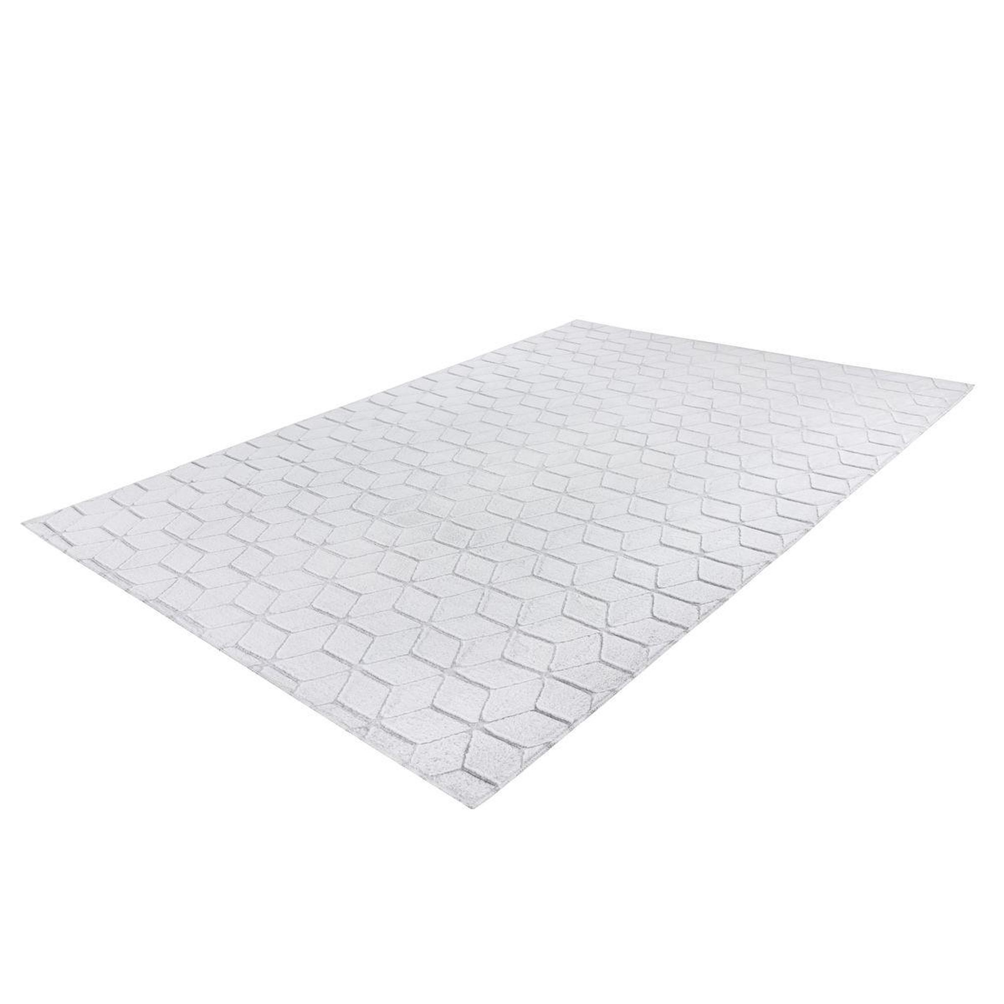 Voir la diapositive 4 : Paris Prix Tapis Shaggy Effet 3D  Vivica  Blanc & Bleu Gris