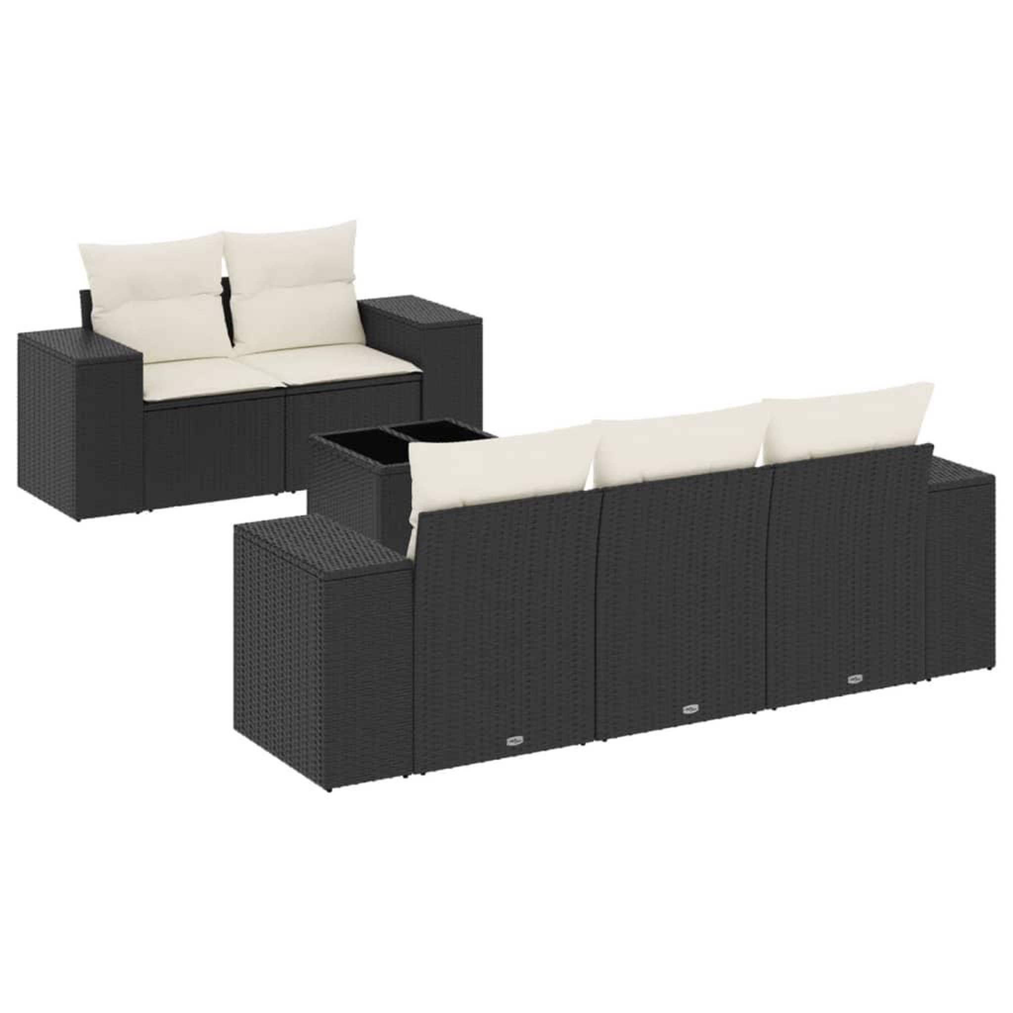 Voir la diapositive 2 : VIDAXL Salon de jardin 6 pcs avec coussins noir resine tressee