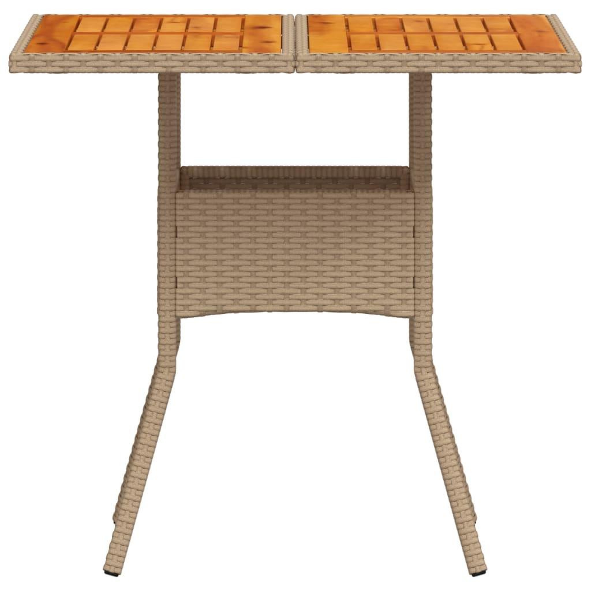Voir la diapositive 5 : VIDAXL Table de jardin beige 80x80x75 cm resine tressee et bois acacia