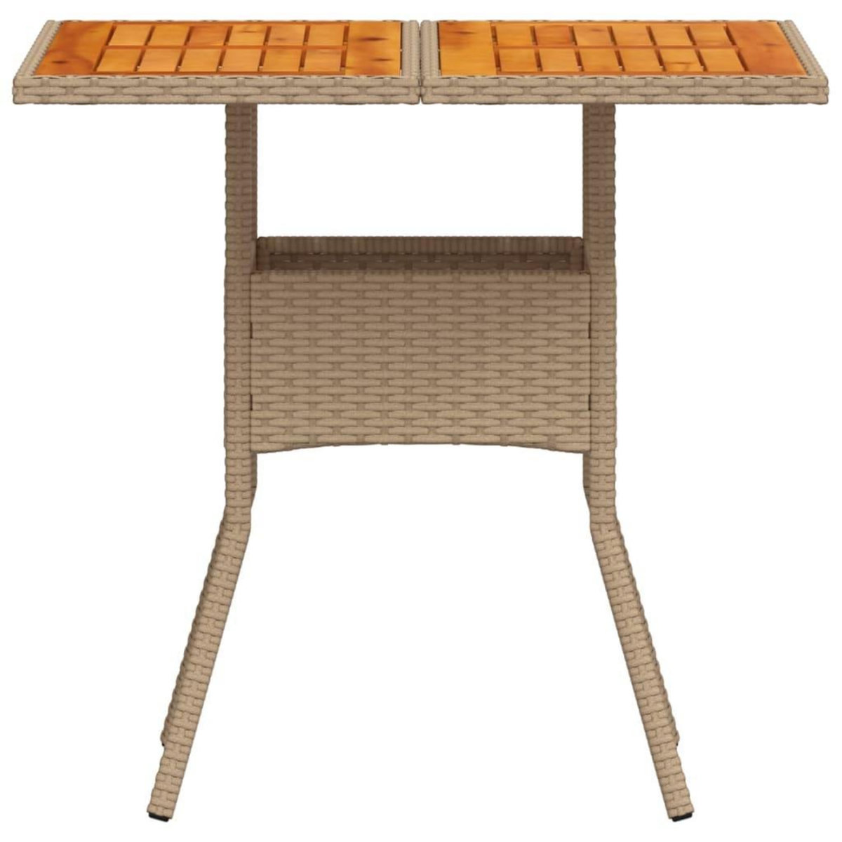 VIDAXL Table de jardin beige 80x80x75 cm resine tressee et bois acacia