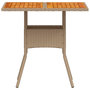 Voir la diapositive 5 : VIDAXL Table de jardin beige 80x80x75 cm resine tressee et bois acacia