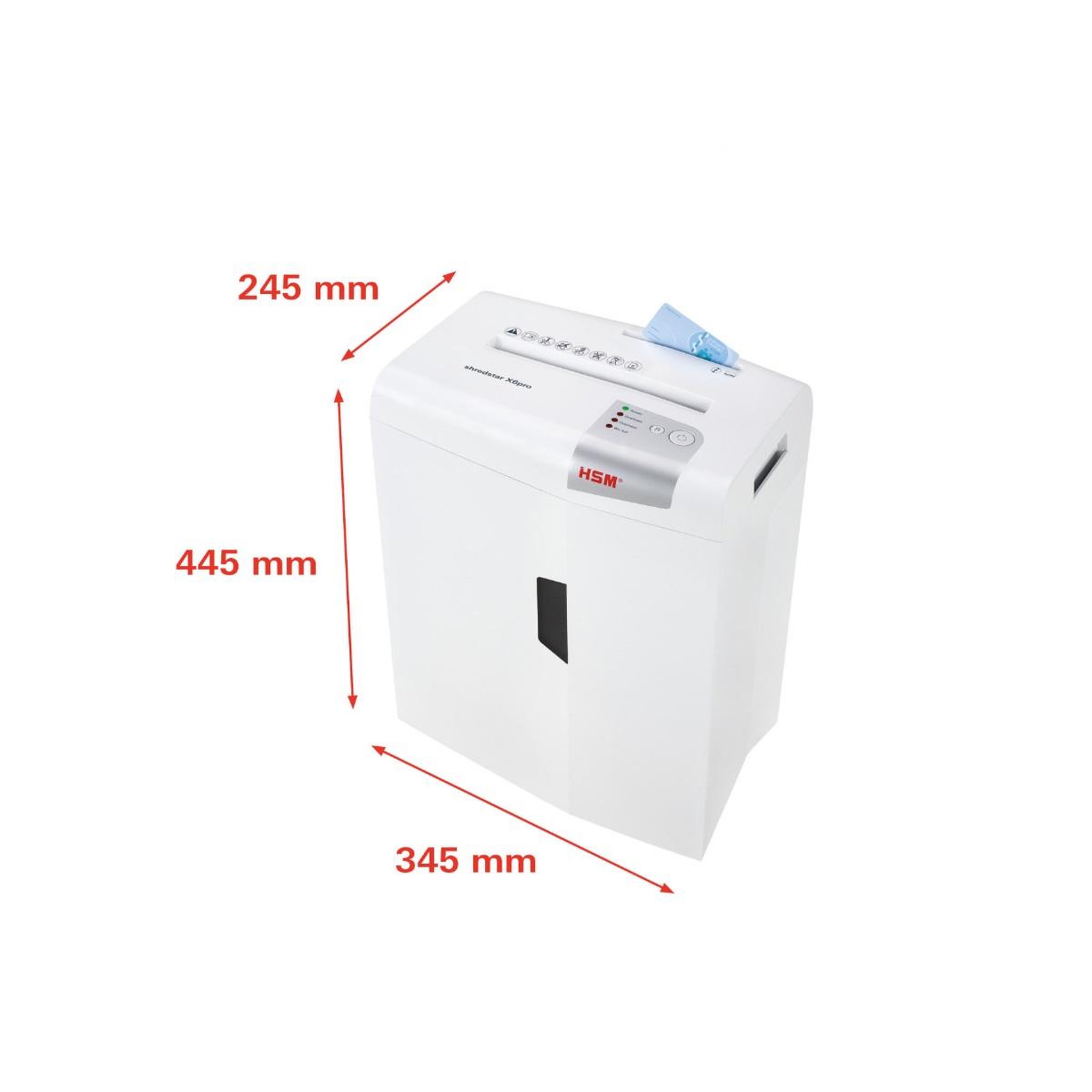 Voir la diapositive 2 : Hsm Destructeur de documents 6 feuilles coupe particules 2x15mm - 1046111