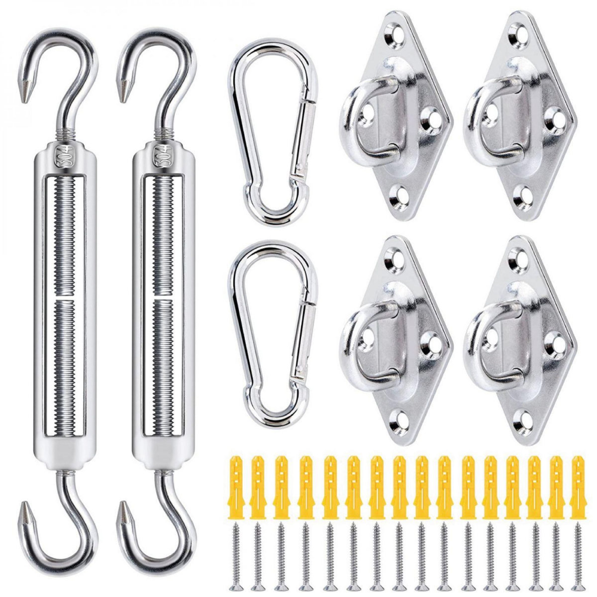 LINXOR Kit de fixation en acier inoxydable pour voile d'ombrage