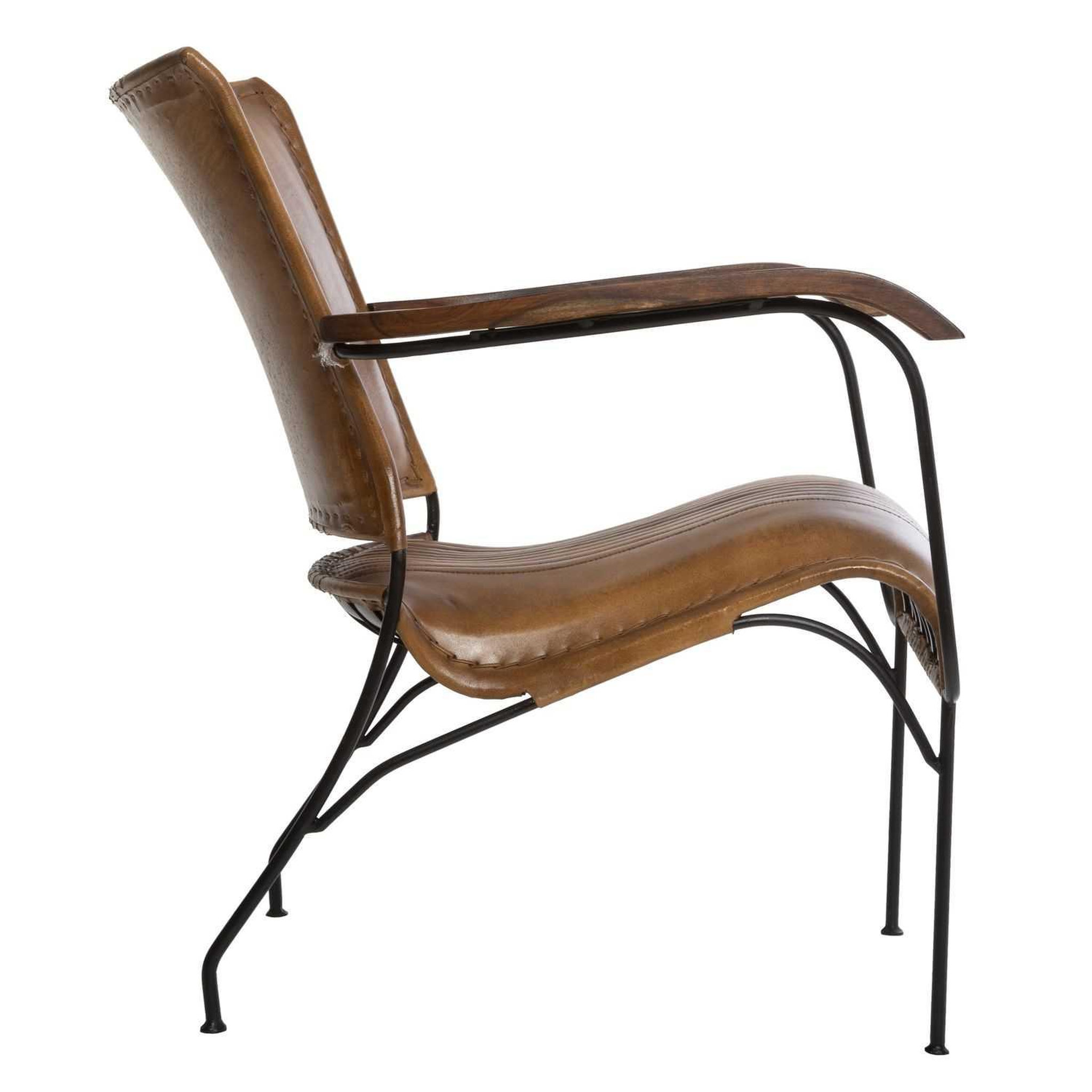 Voir la diapositive 3 : ATMOSPHERA Fauteuil vintage en cuir - marron