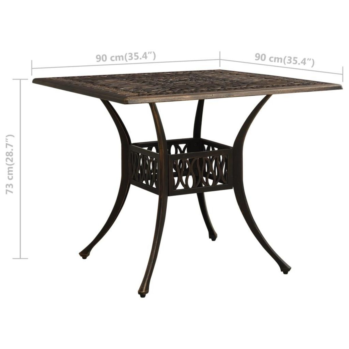 VIDAXL Table de jardin Bronze 90x90x73 cm Aluminium coule