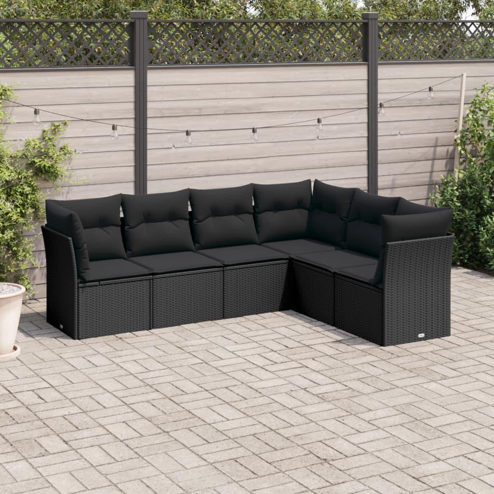 VIDAXL Salon de jardin 6 pcs avec coussins noir resine tressee