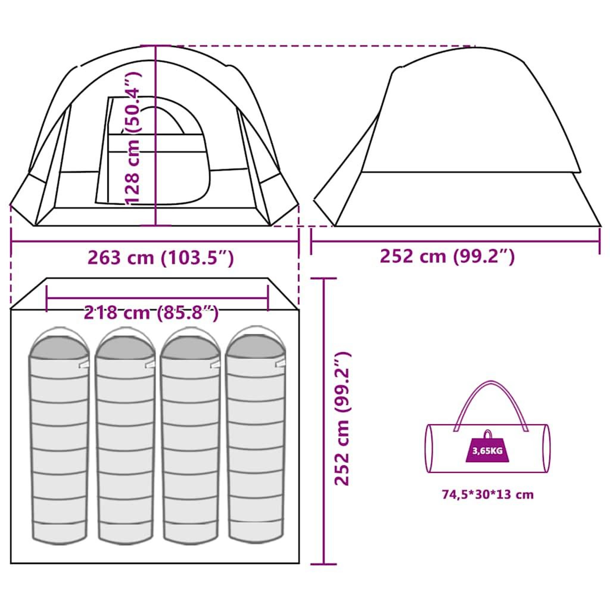 Voir la diapositive 6 : VIDAXL Tente de camping de cabine 4 personnes vert impermeable