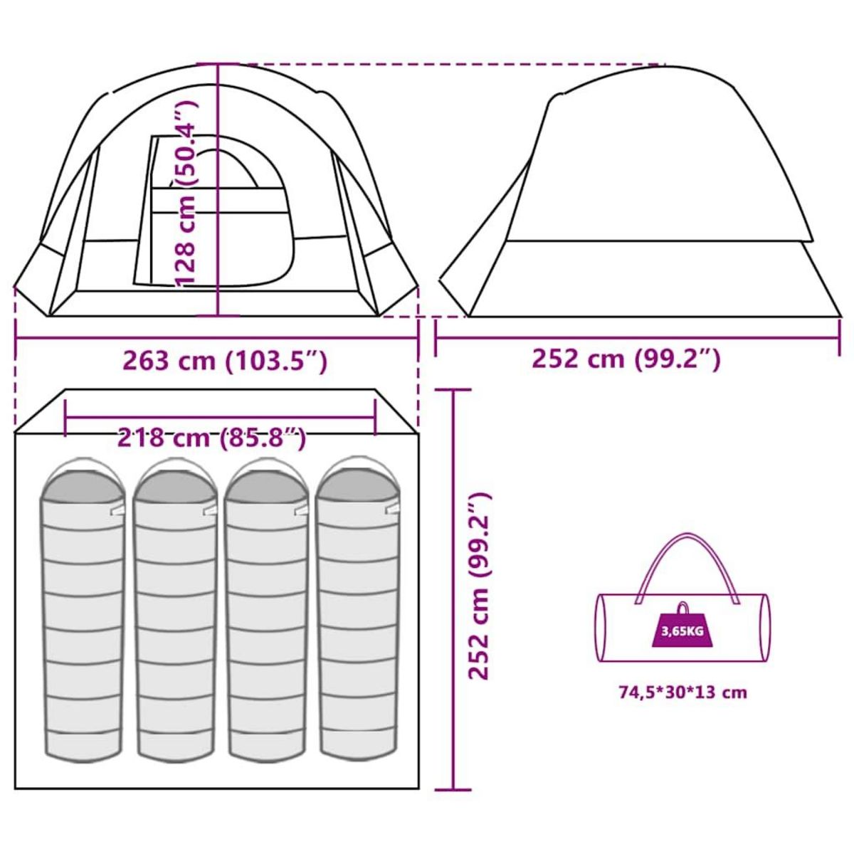 VIDAXL Tente de camping de cabine 4 personnes vert impermeable