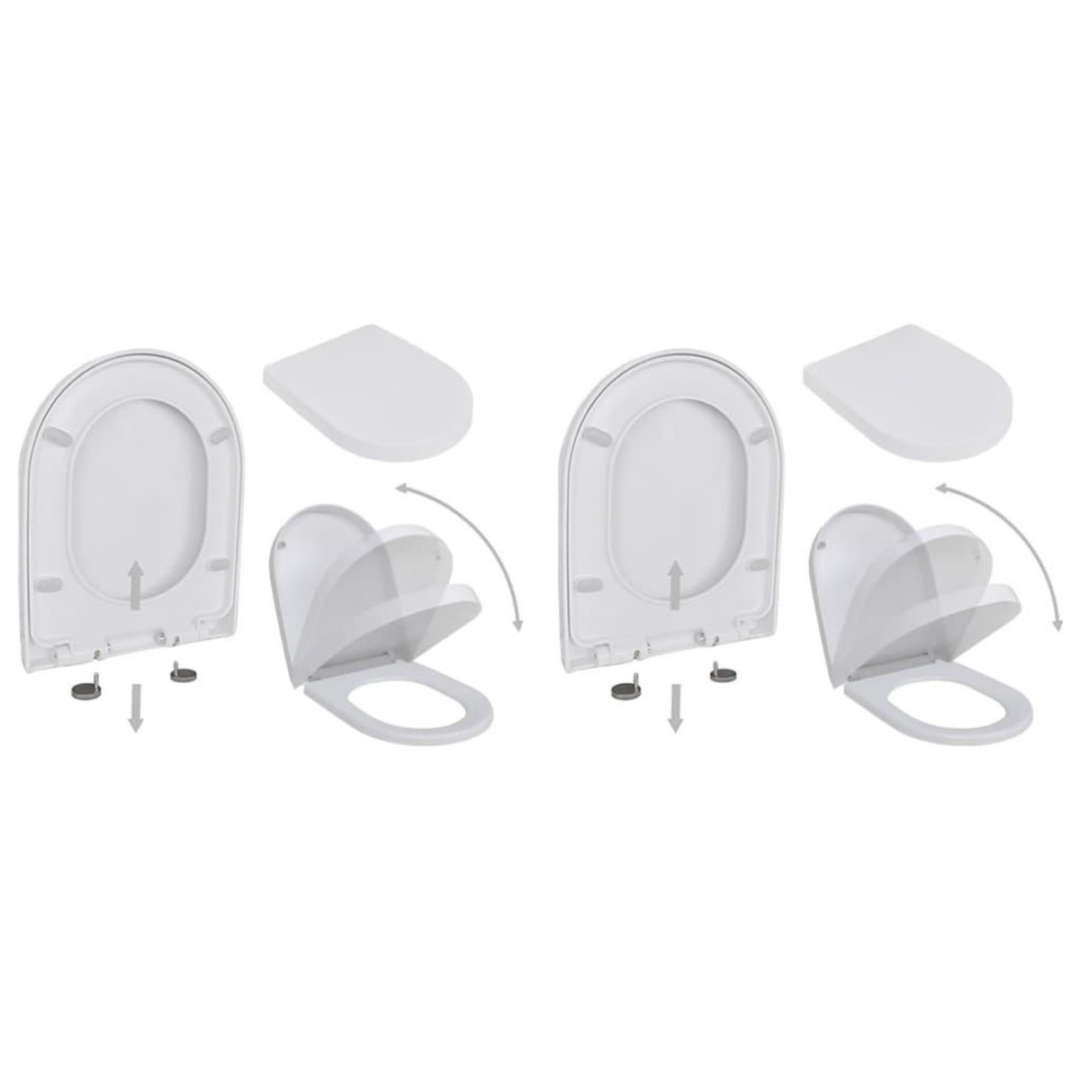 VIDAXL Abattant WC avec frein de chute 2 pcs Plastique Blanc
