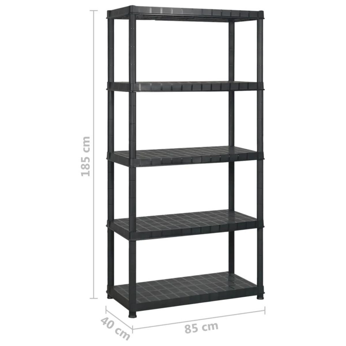 VIDAXL Etagere de rangement a 5 niveaux Noir 340x40x185 cm Plastique
