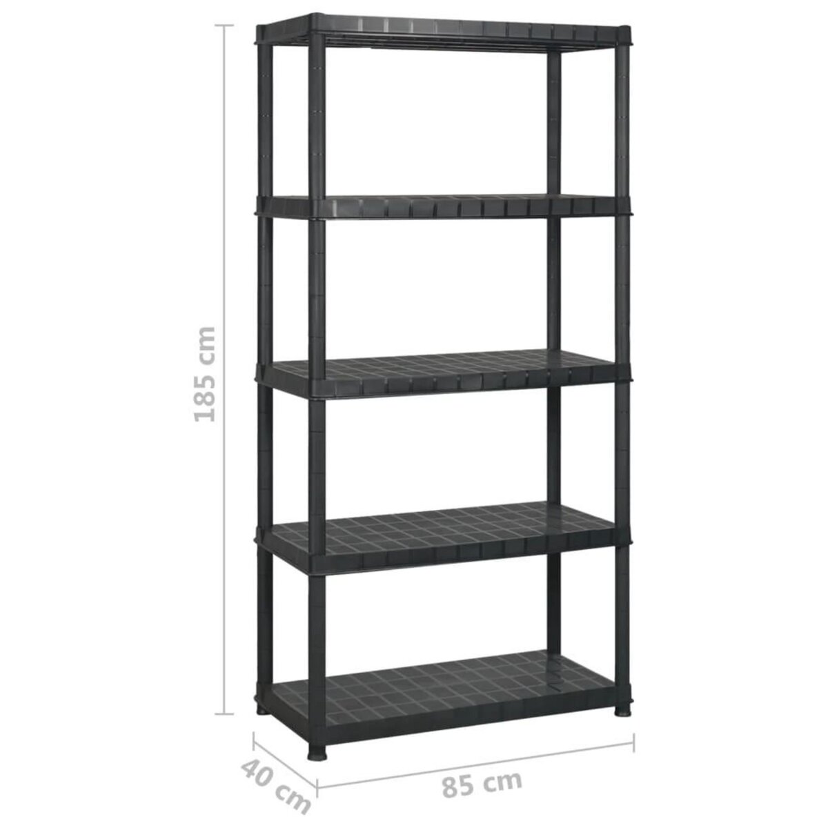 VIDAXL Etagere de rangement a 5 niveaux Noir 340x40x185 cm Plastique