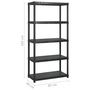 Voir la diapositive 6 : VIDAXL Etagere de rangement a 5 niveaux Noir 340x40x185 cm Plastique