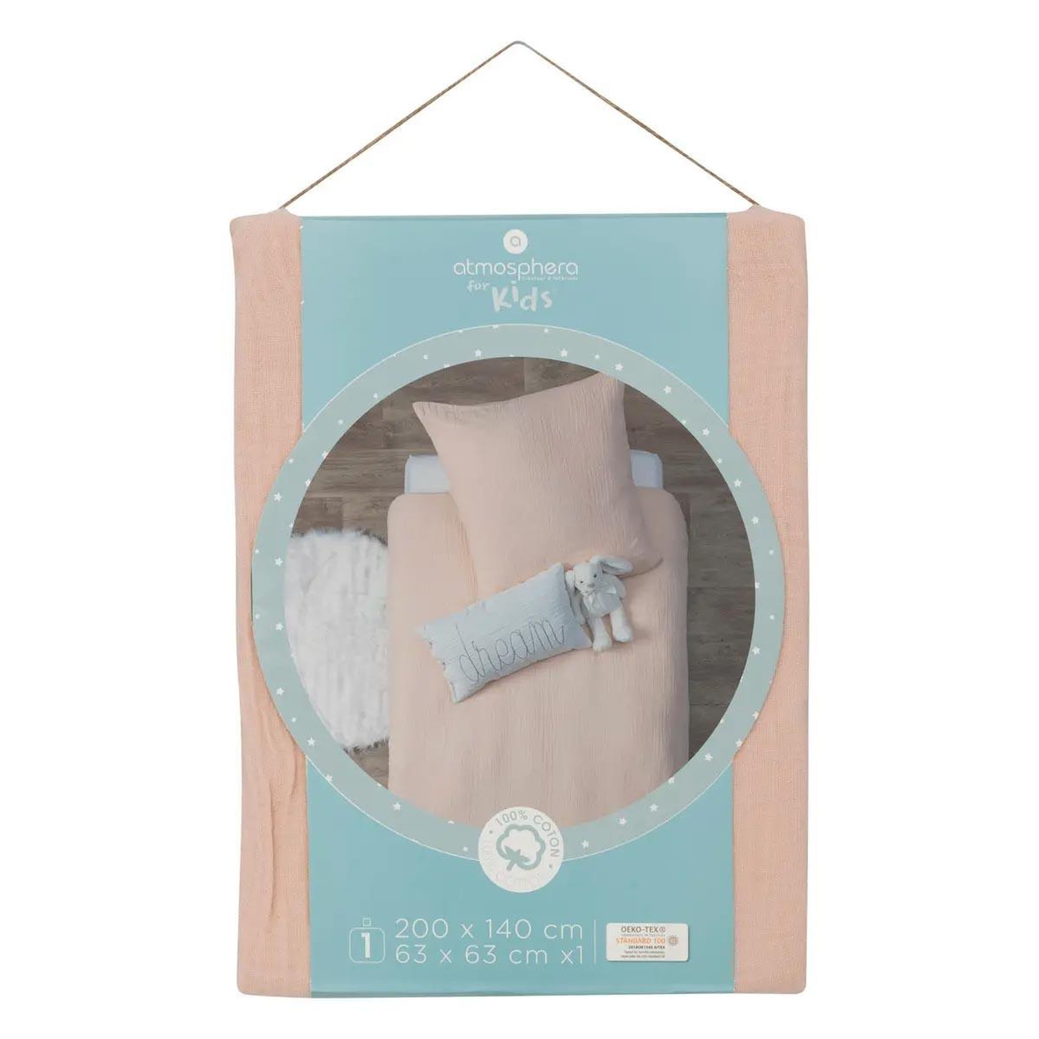 Voir la diapositive 4 : Atmosphera Kids Parure de Lit 2 Pièces  Lili  140x200cm Rose