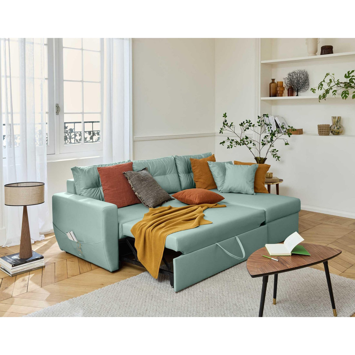 BEST MOBILIER Astoria - canapé d'angle réversible 4 places - convertible avec coffre - en simili