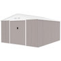 Voir la diapositive 5 : MARKET24 NEPTUNE Abri de jardin en métal 12,99 m² - 340 x 382 x 210 cm - Kit d'ancrage inclus, 2 portes coulissantes - Taupe