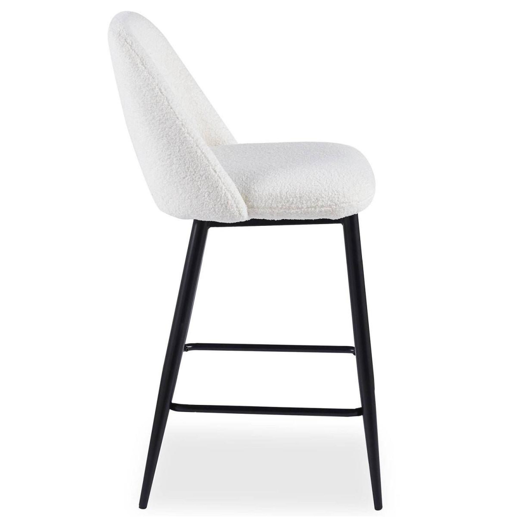 Voir la diapositive 5 : Paris Prix Lot de 2 Chaises de Bar  Bouclette  92cm Crème & Noir