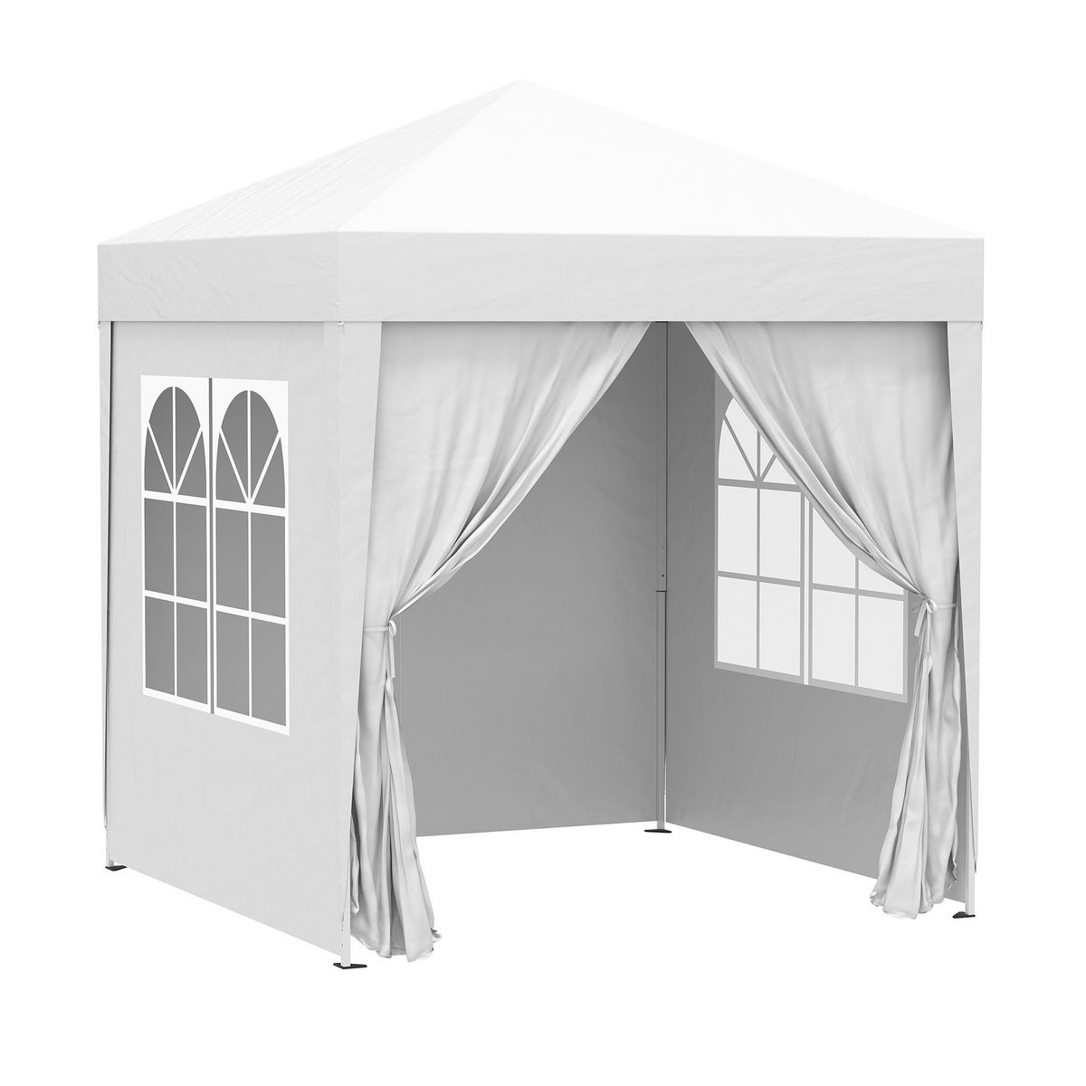 OUTSUNNY Tonnelle de jardin tente pliante barnum pop-up 2 x 2 m 4 parois latérales amovibles 2 fenêtres sac de transport pour camping, festival, plage, jardin, blanc