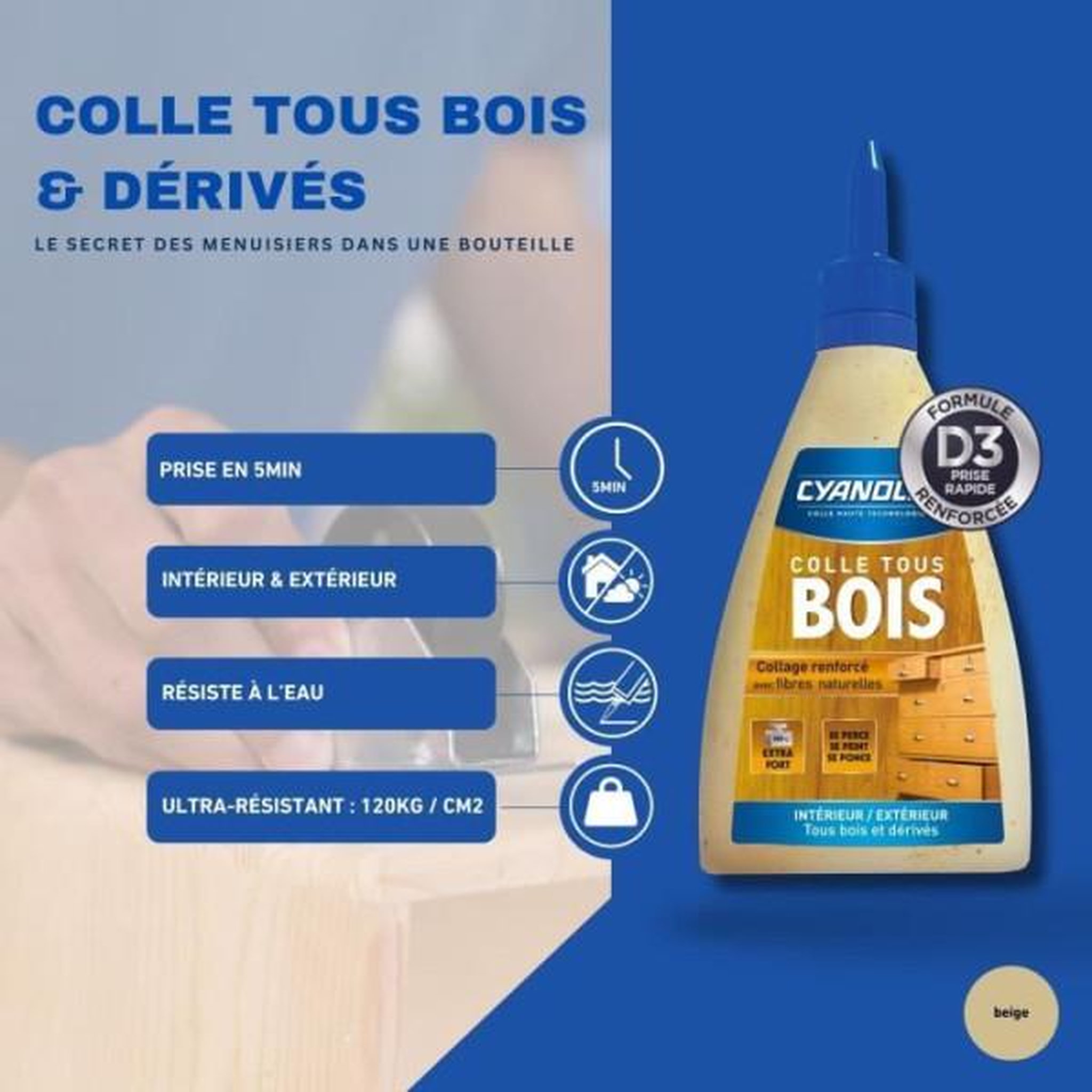 Voir la diapositive 3 : CYANOLIT Colle bois - CYANOLIT - Bois et dérivés - 290 g - Haute résistance - Idéale pour bois et matériaux dérivés
