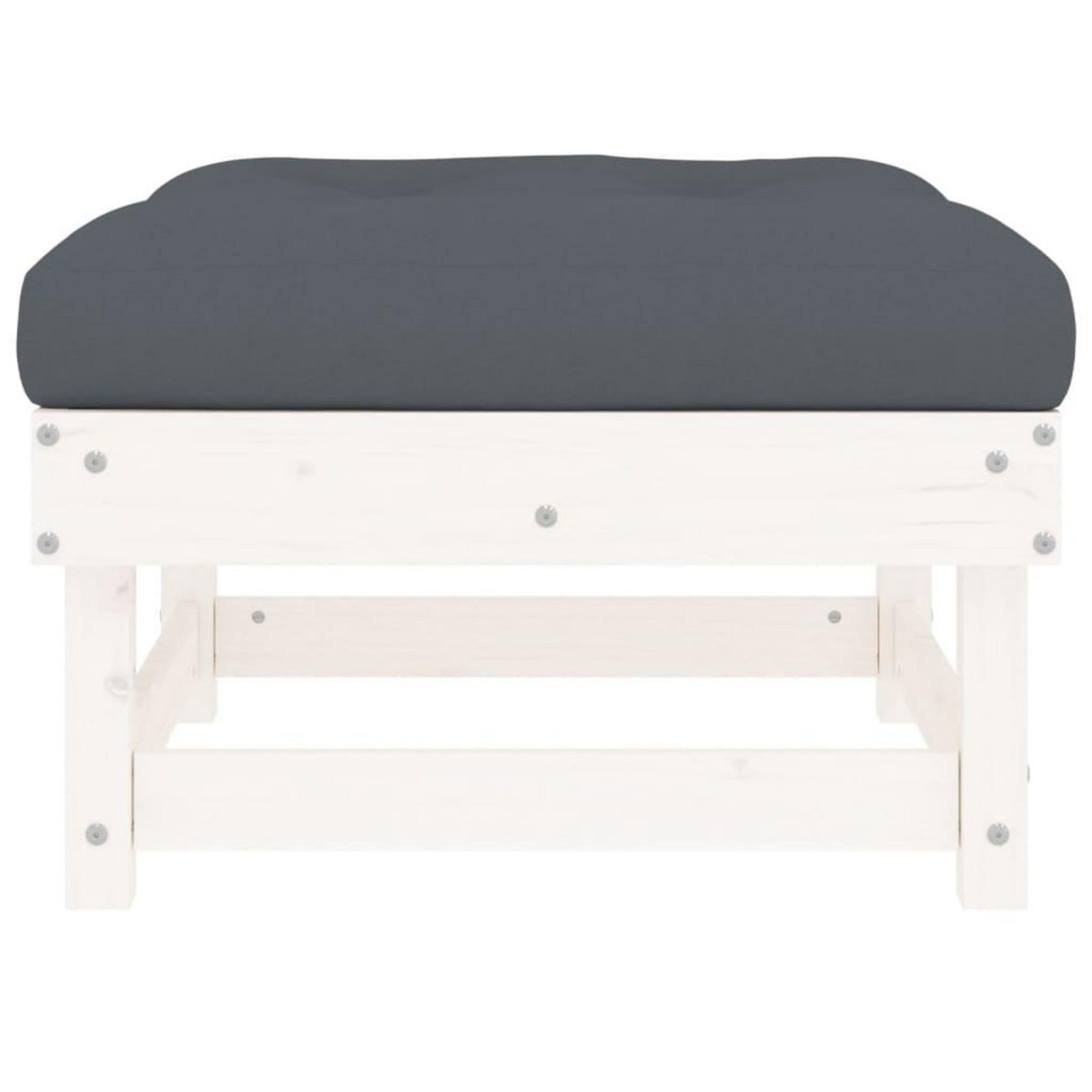 VIDAXL Repose-pied de jardin avec coussin blanc bois de pin massif