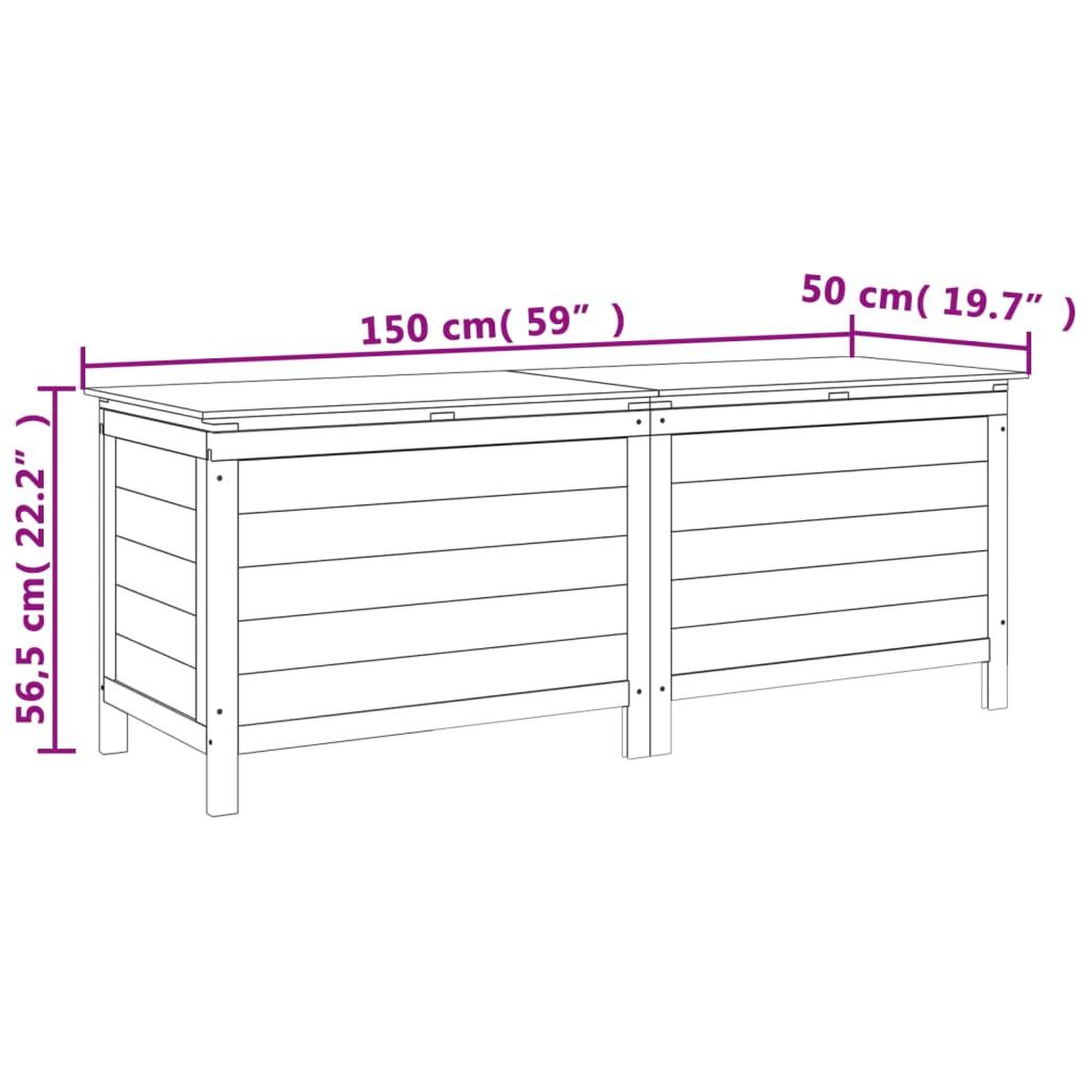 Voir la diapositive 6 : VIDAXL Boîte de rangement de jardin 150x50x56,5 cm bois massif sapin