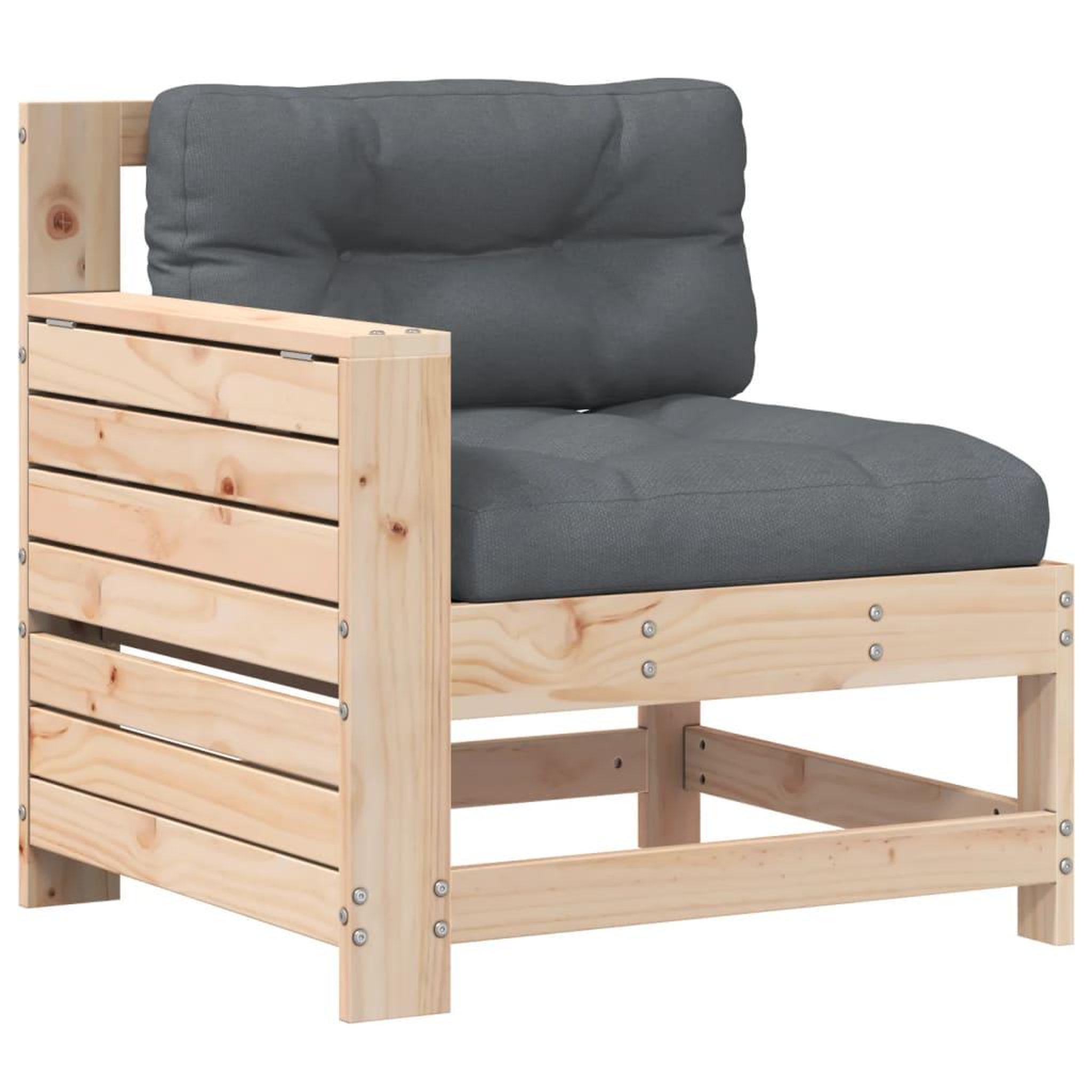 Voir la diapositive 2 : VIDAXL Canape de jardin accoudoir avec coussin bois massif de pin