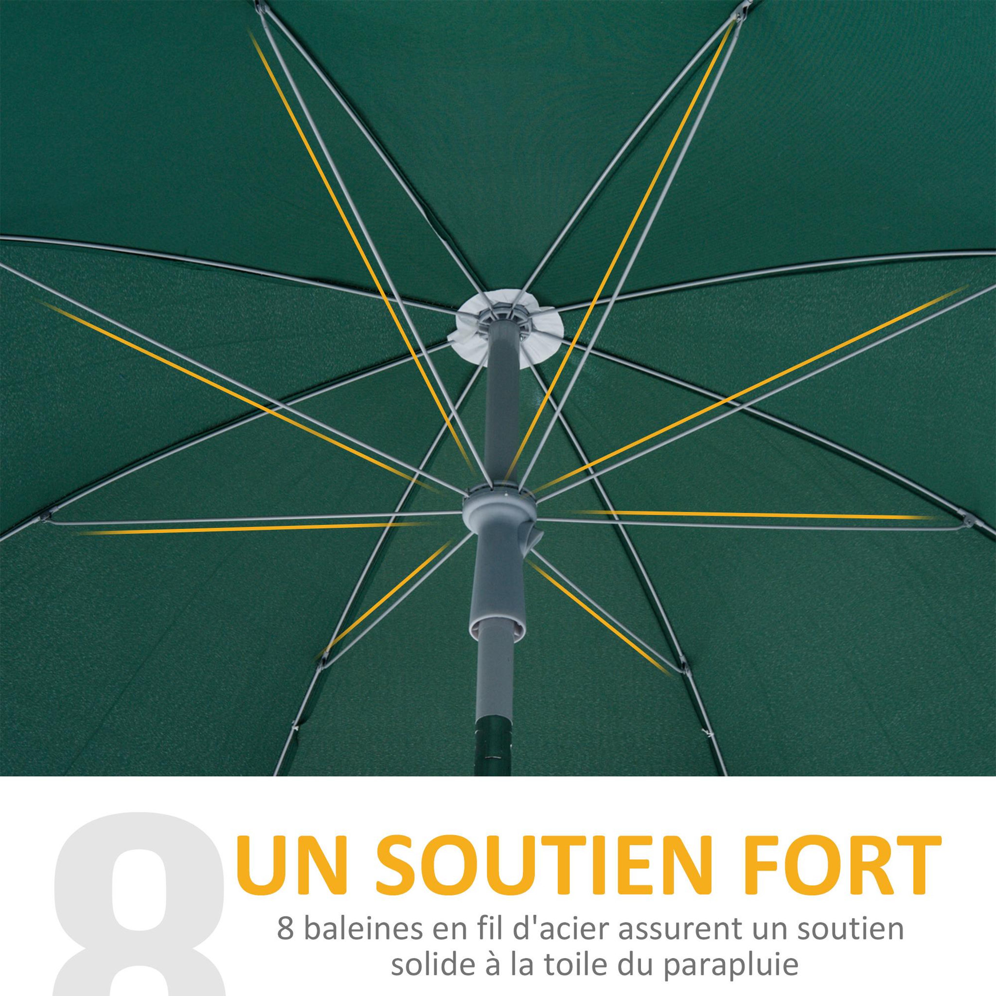 Voir la diapositive 6 : OUTSUNNY Parasol inclinable octogonal de jardin Ø 2 m métal polyester vert
