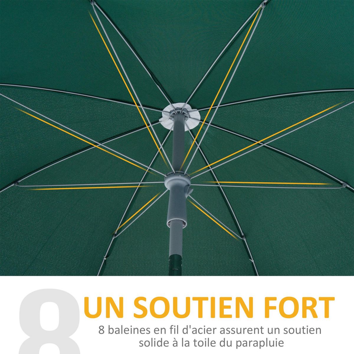 OUTSUNNY Parasol inclinable octogonal de jardin Ø 2 m métal polyester vert