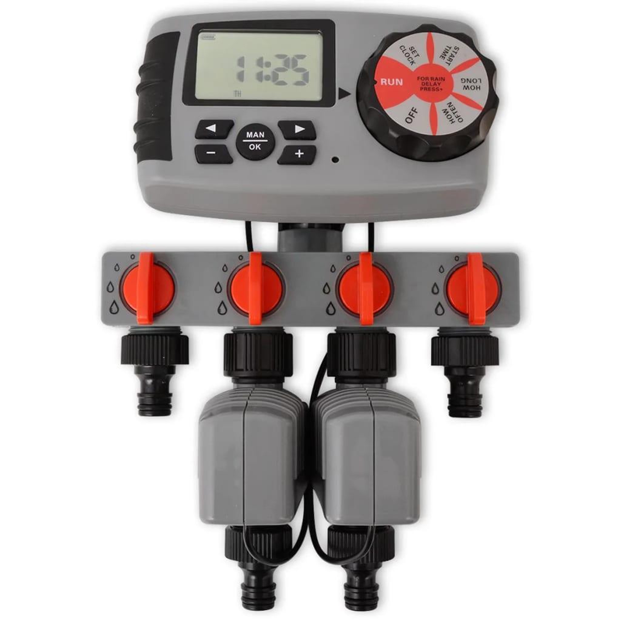 Voir la diapositive 2 : VIDAXL Minuterie automatique d'irrigation avec 4 stations 3 V