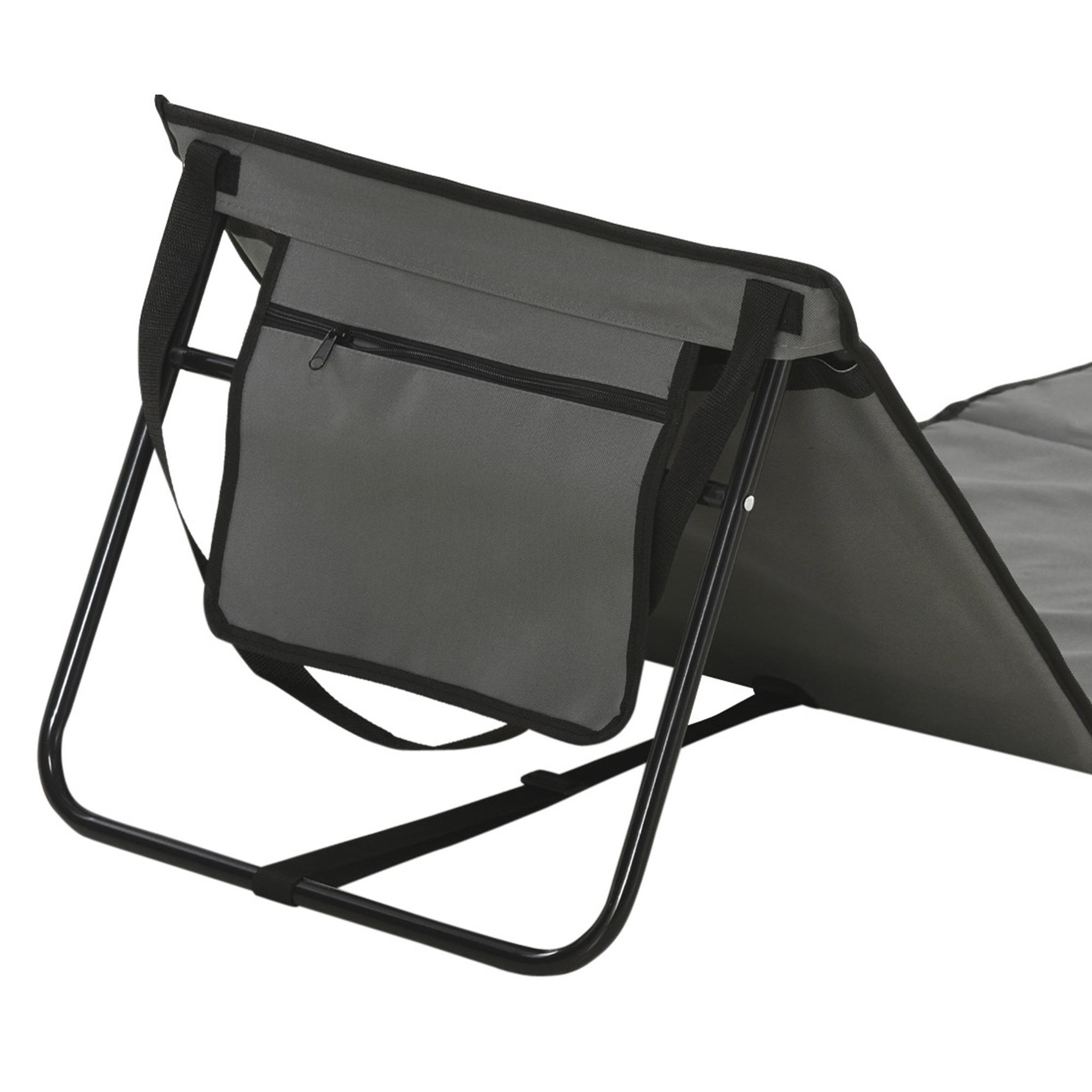 Voir la diapositive 5 : OUTSUNNY Lot de 2 tapis de plage rembourrés pliables - matelas de plage - dossier inclinable, rangement - métal polyester gris